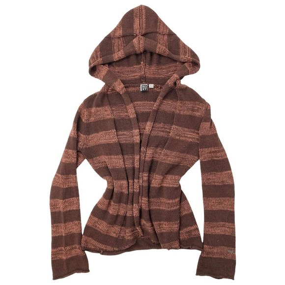 🍓ROXY FAIRY CORE BROWN KNIT CARDIGAN WITH HOODIE🍓 - Picture 1 of 4
